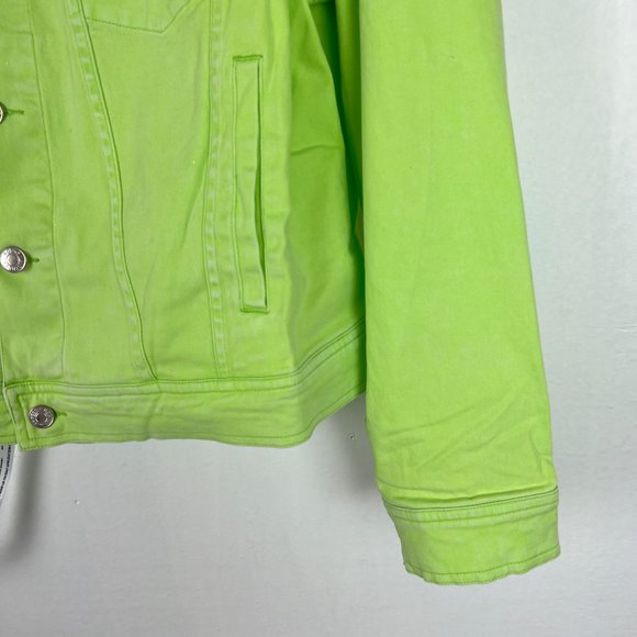 NWT Mistress Rocks Fathom Oversized Denim Jacket Neon Green Size Medium M NEW - Picture 5 of 12